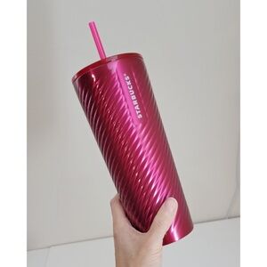 Starbucks Stainless Steel Metallic Pink Swirl Venti Tumbler 24oz Cup